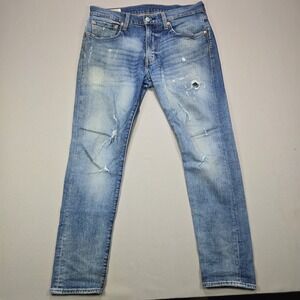 Levi Strauss 512 Slim Taper Jeans Mens W32 L30 Blue Distressed Denim